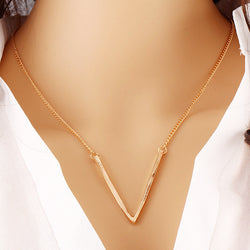 Fashion Simple Necklace 2017 Glod Plated,Elegant Big V Pattern Clavicle Fatima Bar Necklace Pendents,Shirt Neckless Women