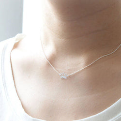 European and American tiny lotus shape neckless new simple and elegant metal lotus flower necklace. Gift for womens