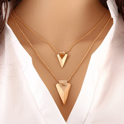 Sharp Arrow Multi Layer Necklace Gold Plated, Long Chain Multilayer Pendant Necklaces for Women, Collar Neckless Woman Halskette