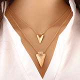 Sharp Arrow Multi Layer Necklace Gold Plated, Long Chain Multilayer Pendant Necklaces for Women, Collar Neckless Woman Halskette