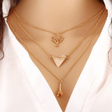 Sharp Arrow Multi Layer Necklace Gold Plated, Long Chain Multilayer Pendant Necklaces for Women, Collar Neckless Woman Halskette